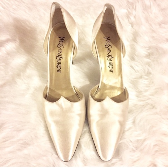 Yves Saint Laurent Shoes - Size 7 Vintage Yves Saint Laurent Cream Satin heel